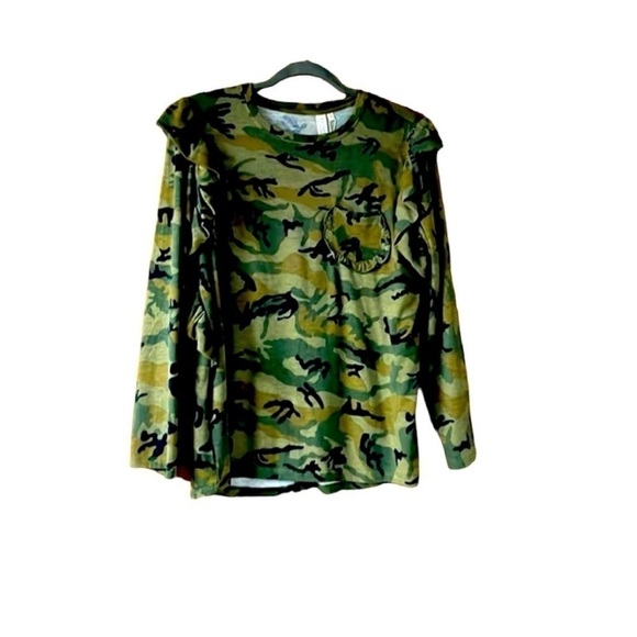 size large camouflage long sleeve Hayden ruffle top - Picture 1 of 6